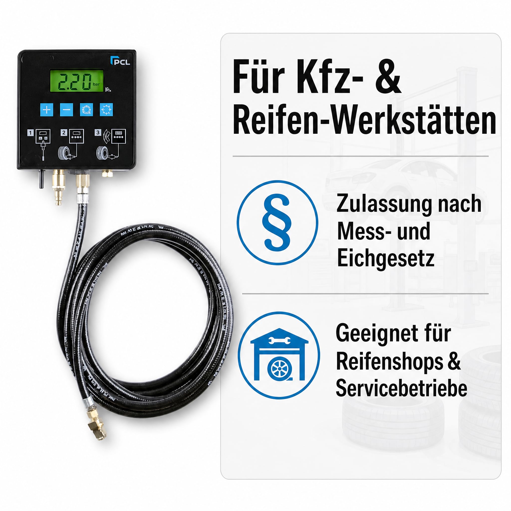 QUBE 2 Reifenfüller Digital, stationär, geeicht | 3 Modi, ±0,10 bar