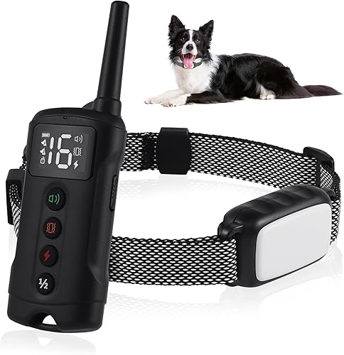 Collar de choque para perro con silbato de clip trasero (5-130 libras) Collar de entrenamiento impermeable de 500 pies para perros grandes,