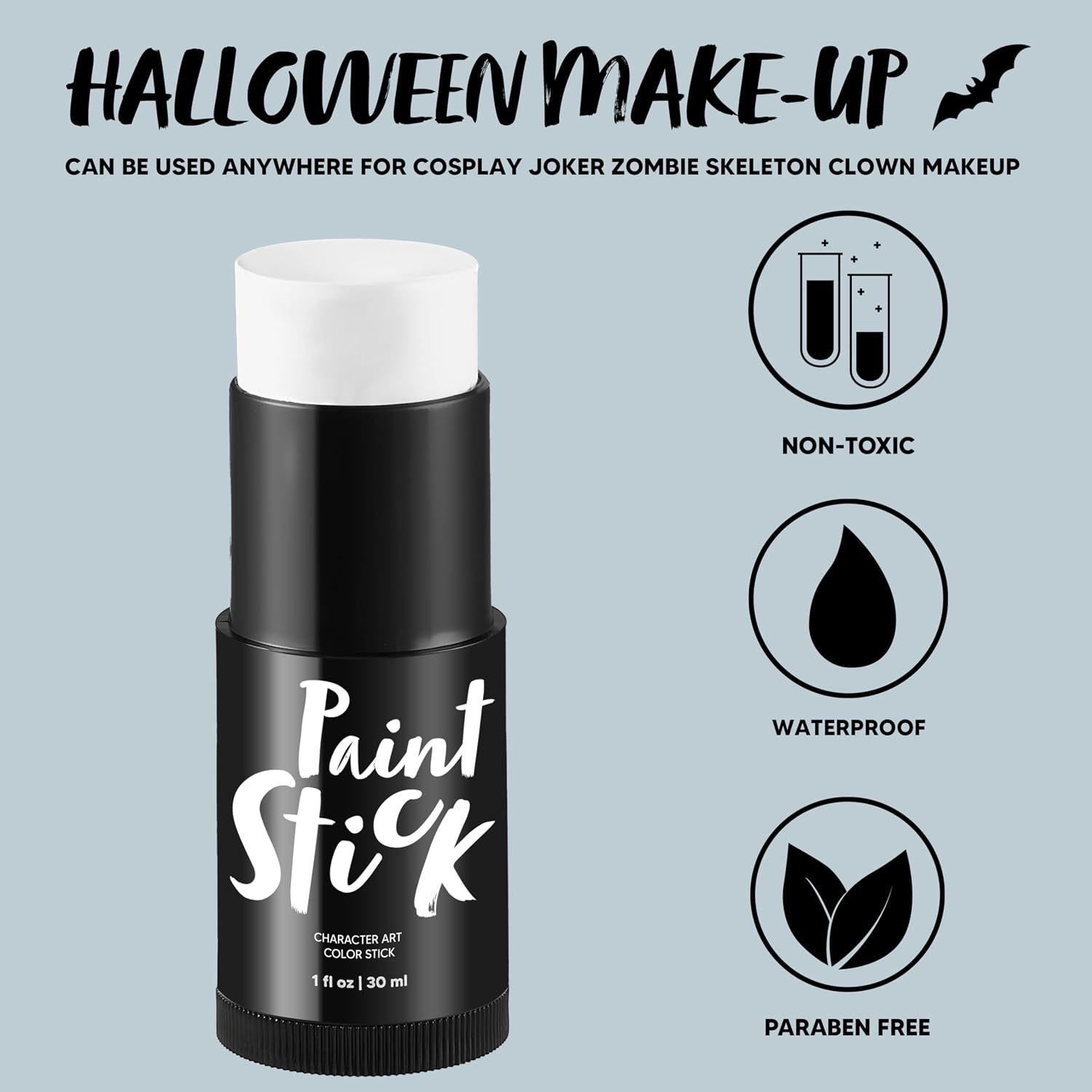 Spooktacular Creations Halloween Makeup Face and Body Paint Makeup Foundation Stick , Oily Waterproof Foundation Stick for Cosplay Zombie Skeleton Clown for Adult Party Dress Up (1 Oz, White )