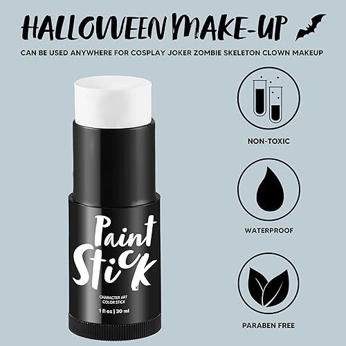Miniatura 3 de Spooktacular Creations Barra de pintura facial negra para Halloween de 1 onza para adultos y niños, barra de pintura corporal impermeable para