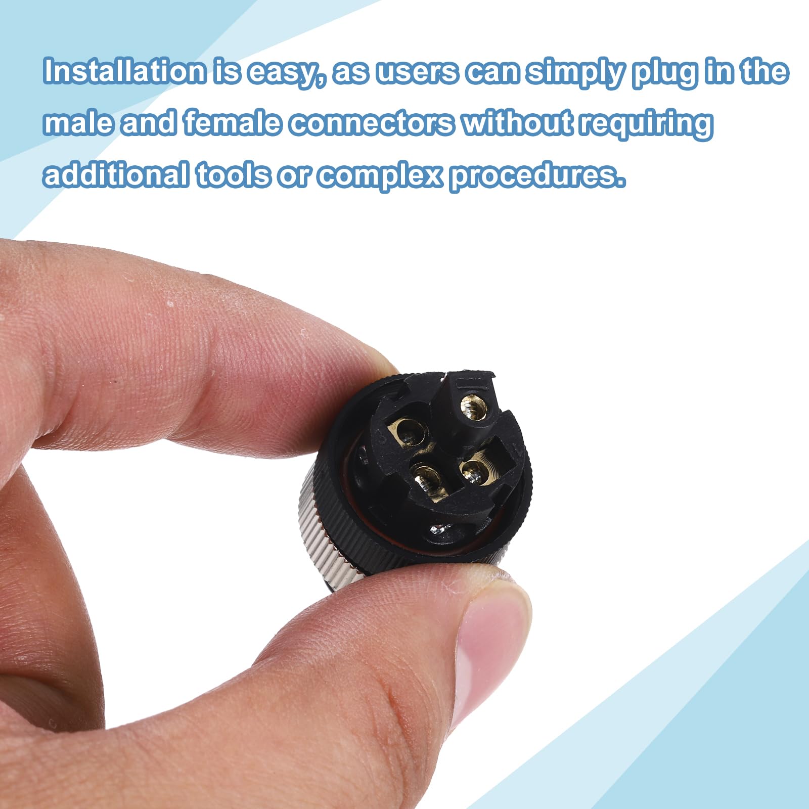 QUARKZMAN Conector De Cable De Aviación M12 Macho De 5 Pines, 4 Piezas Conector De Panel De Zócalo De Aviación Impermeable IP67 Conector Circular Industrial Recto Para Instrumentos De Red
