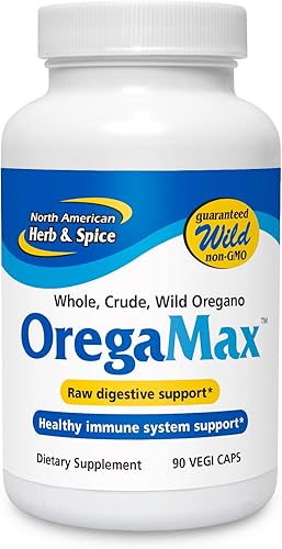 NORTH AMERICAN HERB & SPICE OregaMax - 90 cápsulas - Suplemento de orégano salvaje - Apoyo digestivo e inmunológico - Aceite de orégano, ajo,
