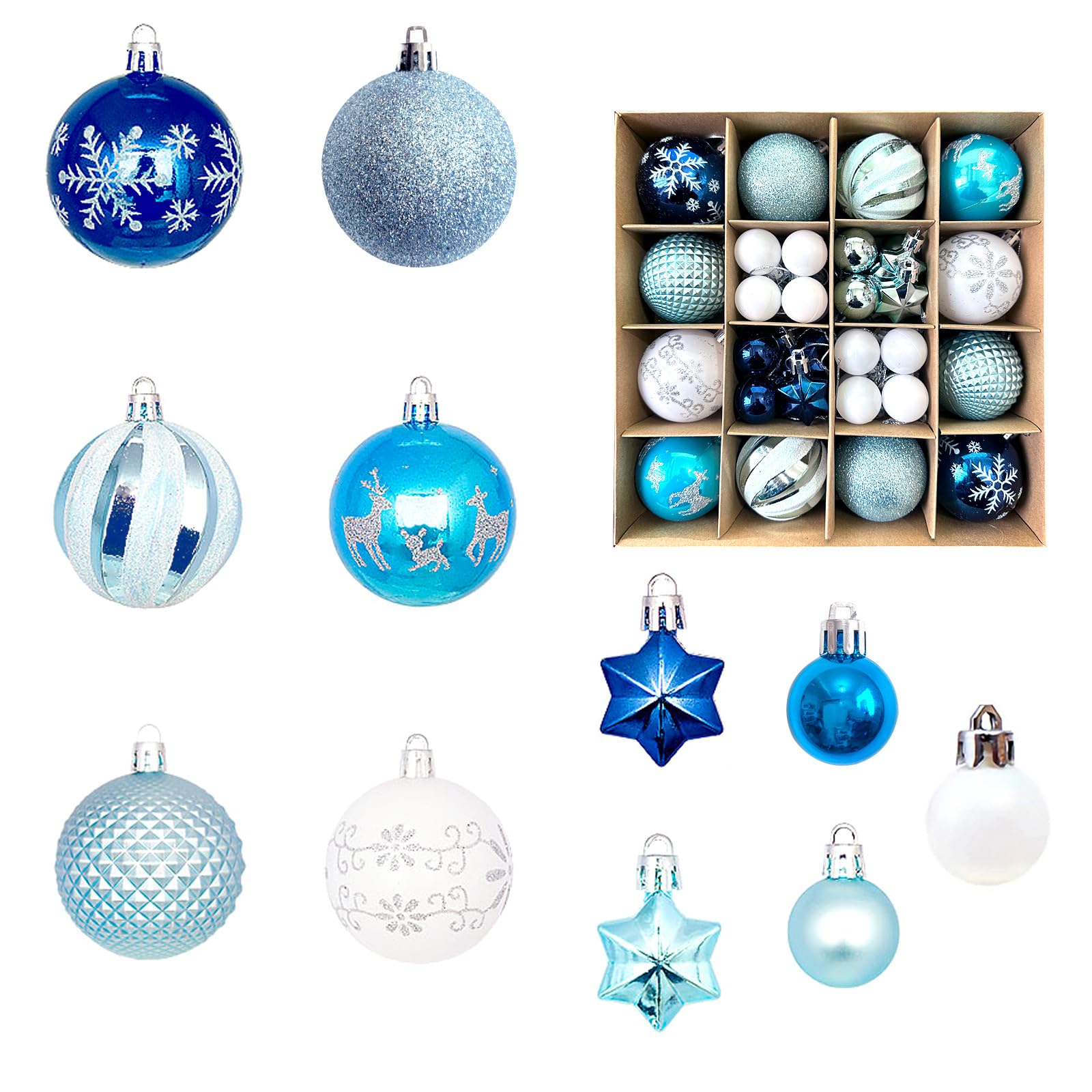Tsophreniq 42pcs Decorative Christmas Baubles Set Delicate Holiday Sphere Set for Christmas Tree Hanging Decoration Festival Holiday