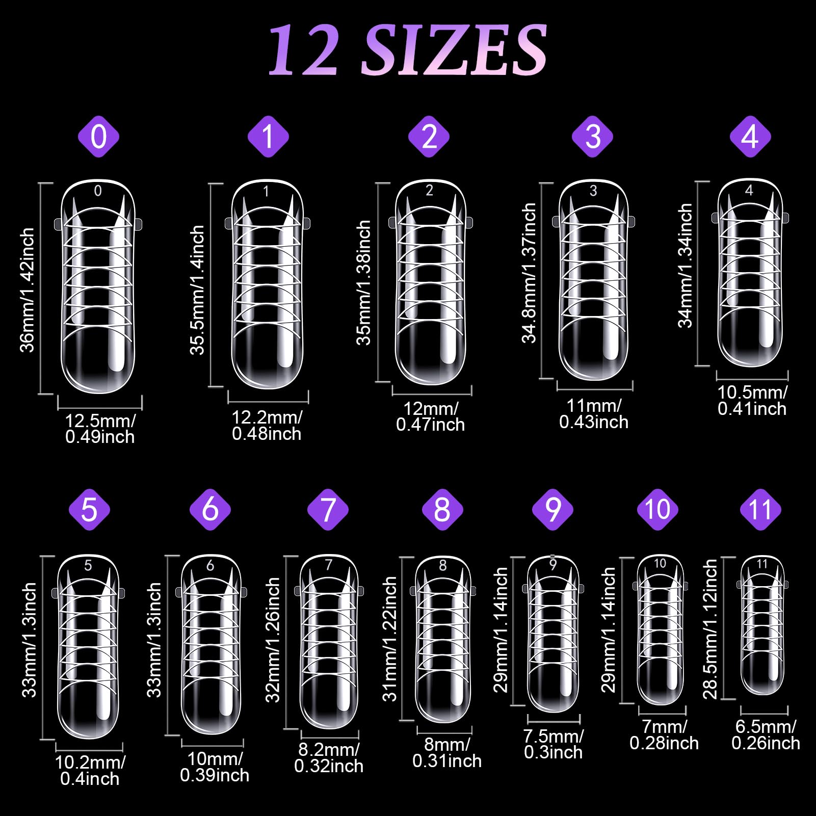 Kiiwah Full Cover False Nails 120 Pieces Dual Forms, Reusable Extension Forms Clear Nail Mold Tips with Scale Line - Image 2