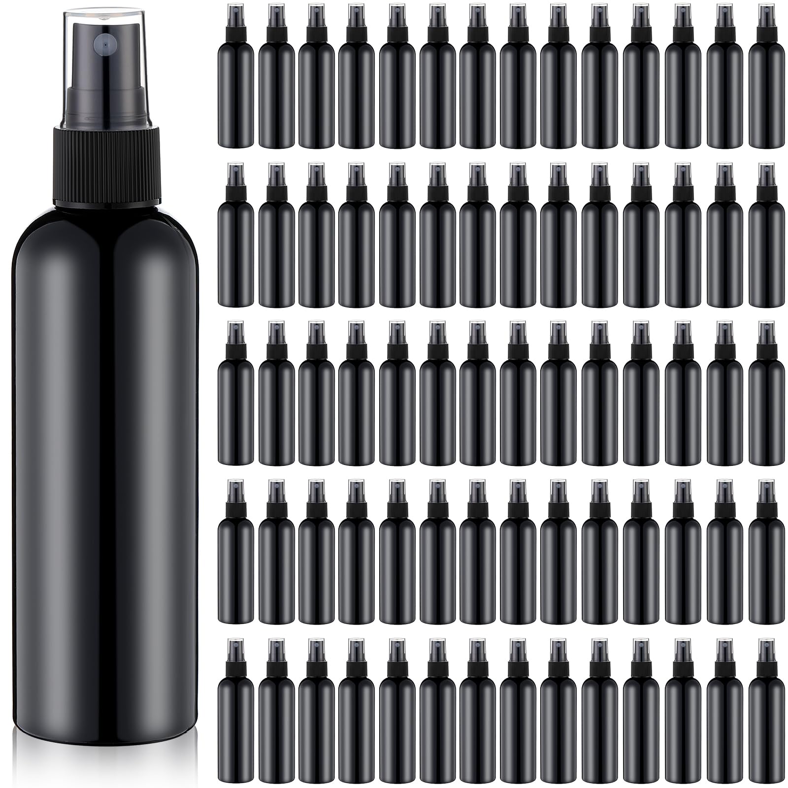 Kigley 100 Pcs Spray Bottle Bulk 4 oz Plastic Mist Spray Bottles for Essential Oils Fine Mist Sprayer Reusable Refillable Portable Travel Containers for Perfume Cleaning Samples(Black)
