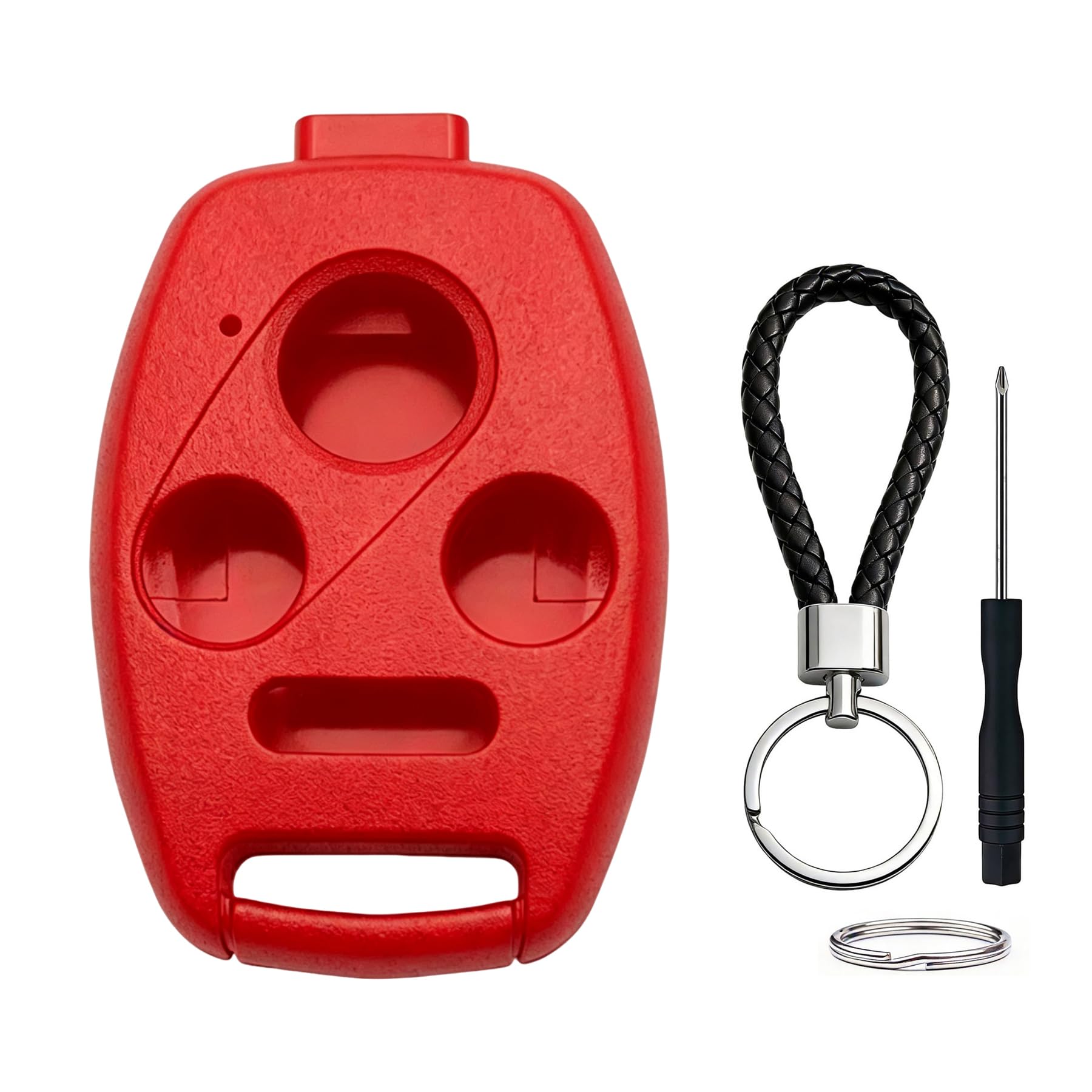 Key Fob Shell Case Replacement for Honda Accord 2003-2012 Civic EX 2006-2013 Pilot 2009-2015 CR-V 2005-2006 4 Button Keyless Entry Remote Key Pad Cover - NO Cutting Required (Red)