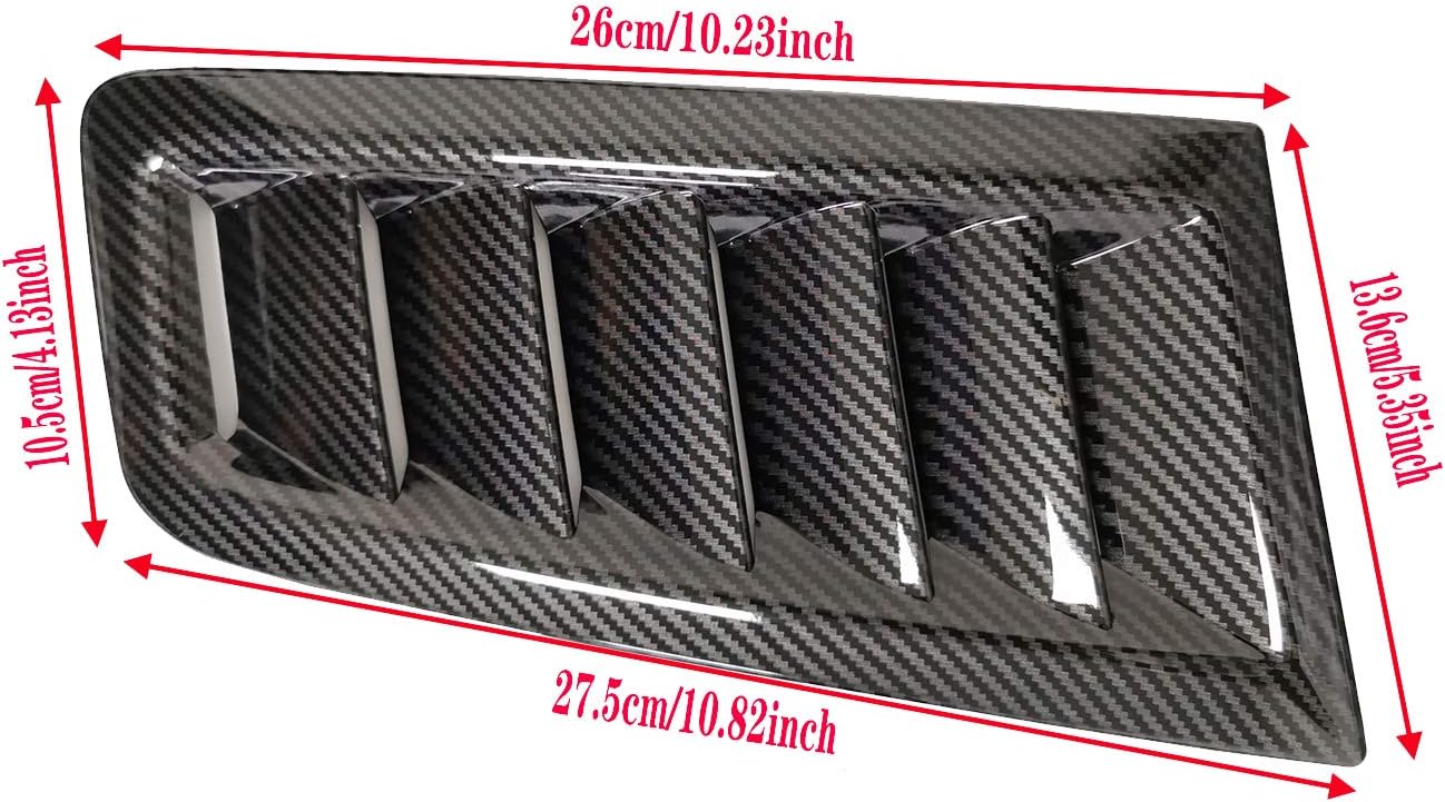 GSRECY Universal Hood Vent Scoop Kit Air Flow Intake Louvers Hood Trim Cover Compatible with Focus RS ST MK2 Style (Carbon Fiber Look)