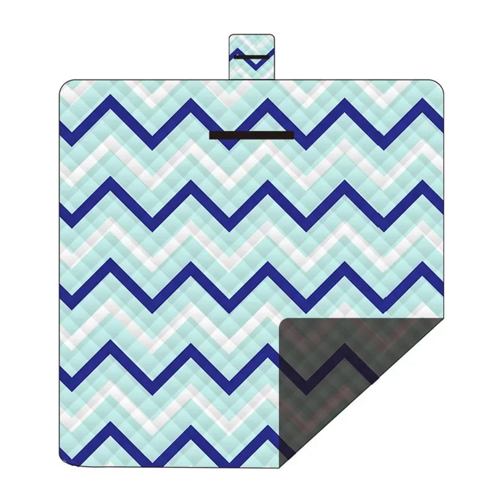 Stuoia Spiaggia Tappetino da Picnic 200 x 200 cm, Impermeabile, Pieghevole, for Campeggio, Picnic, Spiaggia, Sabbia, attività all'aperto(Blue Wave)