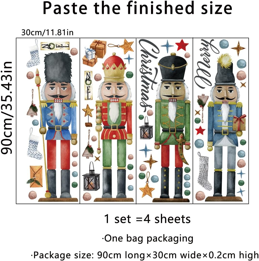 Christmas Nutcracker Wall Decals Christmas Nutcracker Wall Stickers Removable Christmas Window Decal Sticker Decor for Christmas Holiday Living Room Bedroom Decorations