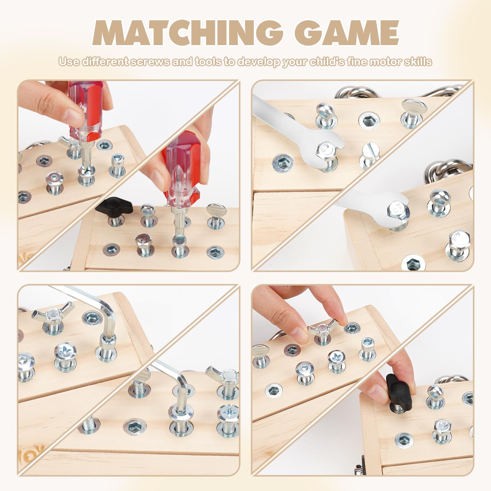 Vanplay Montessori Toys for 3 4 5 Year Olds, Montessori Screwdriver Board Set including Lock and Key - Image 3