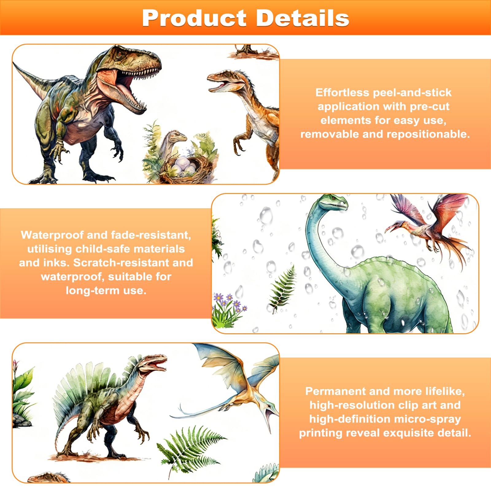 Watercolor Dinosaur Wall Stickers, Dinosaur Wallpaper - Image 2