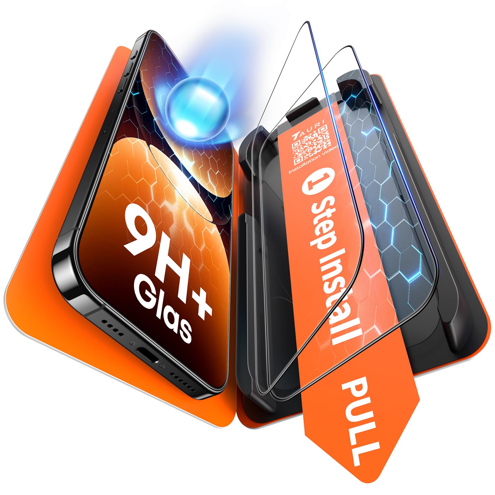 TAURI 2 Pezzi Pellicola Vetro per iPhone 16 Plus/iPhone 15 Plus | Installazione Rapida, Rimozione Automatica Della Polvere, Vetro Temperato 9H, Antigraffio,Senza Bolle
