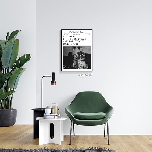 Miniatura 7 de XMQQLL Lienzo de periódico vintage funky, arte de pared, impresiones de cóctel de discoteca en blanco y negro para habitación, carteles estéticos de