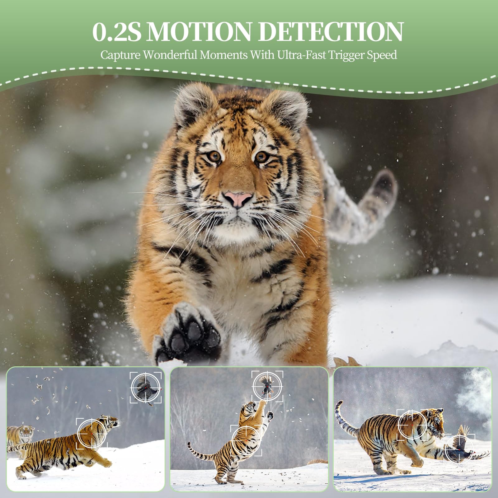Camera de Chasse, 2.7K 58Mp HD Camera Exterieur 46 LED Infrarouges De 940 nm, Camera Vision Nocturne Animaux avec Carte SD 32Gb, Vitesse de Déclenchement de 0,2 Seconde, Étanchéité Ip66