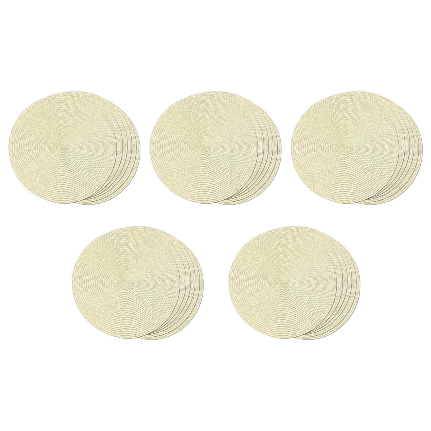 Sets de table lavables tressés ronds beige pour protéger des taches et rayures