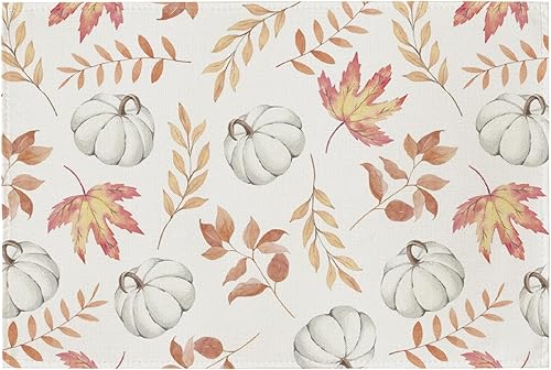 Miniatura 15 de Artoid Mode Juego de 6 manteles individuales de otoño con hojas de arce azul, 12 x 18 pulgadas, manteles individuales de otoño para decoración