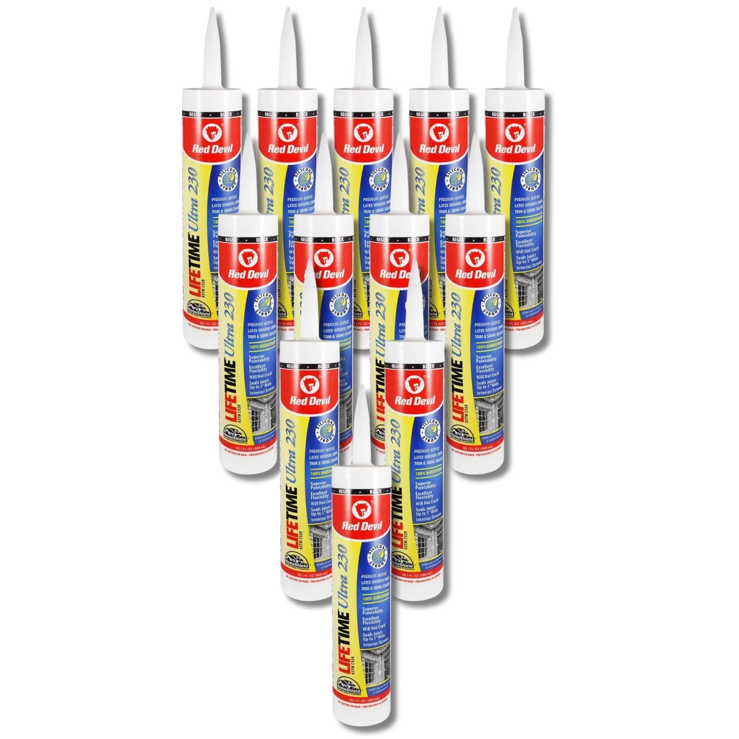 Red Devil 077060 Lifetime Ultra Premium Elastomeric Acrylic Latex Sealant, Black, 10.1 oz, Pack of 12