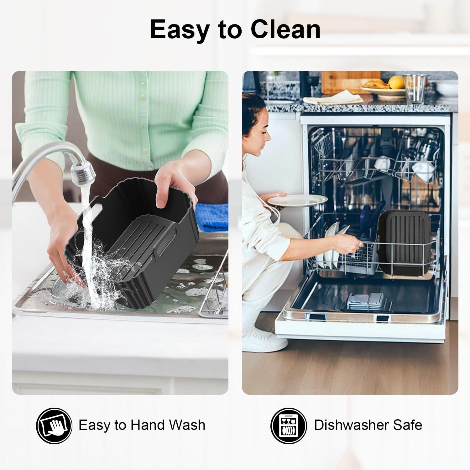 10QT Silicone Air Fryer Liners 2 Pack for Ninja Foodi Dual Zone DZ550 DZ401 DZ550GY DZ302, Reusable 2-Basket Large Thickened Trays, 6-in-1 DualZone Airfyer Accessories - Image 9