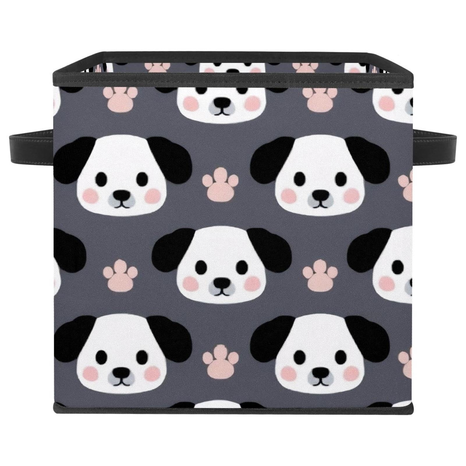 Panier de rangement pliable motif chien avec double poignées en tissu Oxford résistant