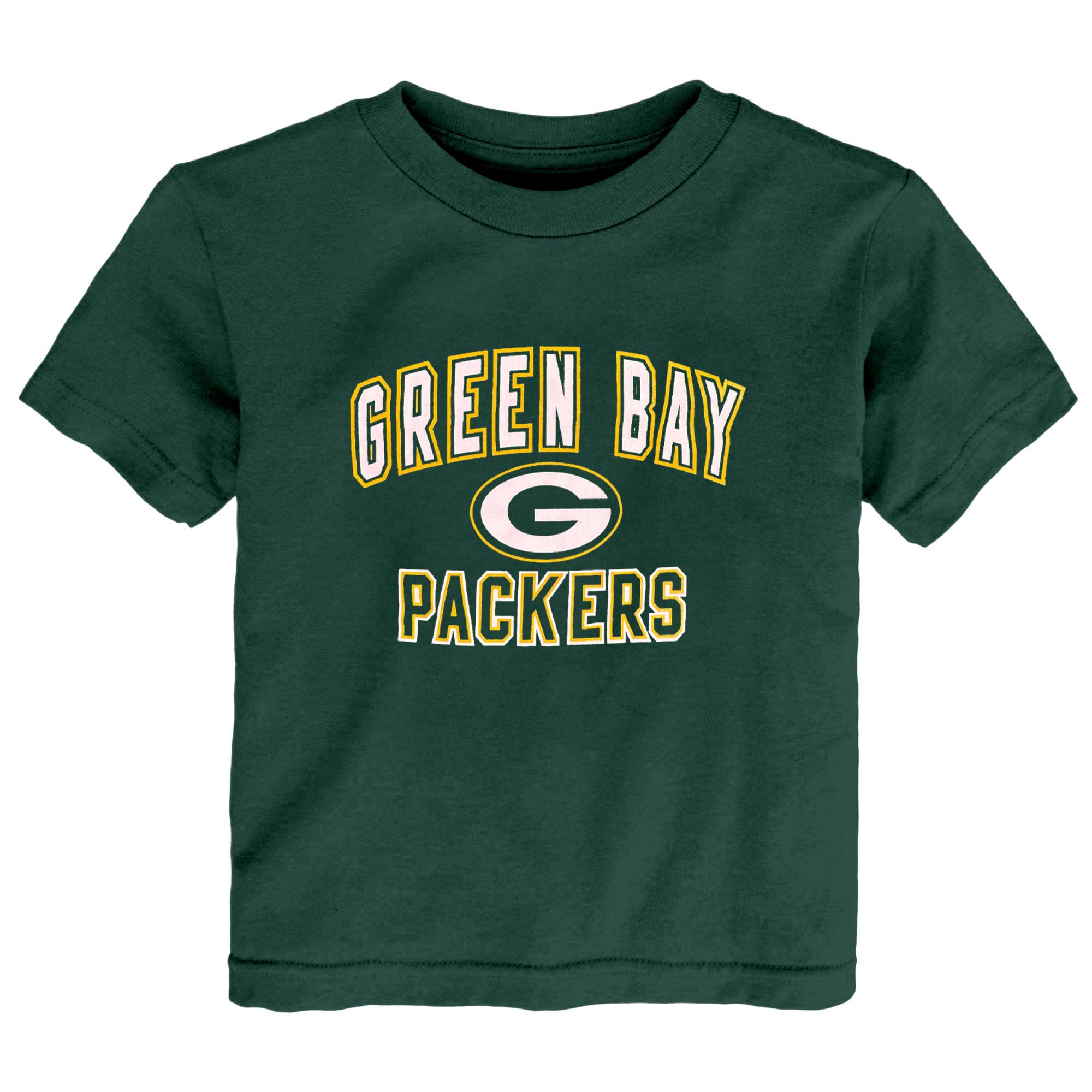 Outerstuff NFL Infant Toddler 12M-4T Officially Licensed Team Color Game On 3 Pack Long Sleeve, T-Shirt and Pants Set (Green Bay Packers, 4T)