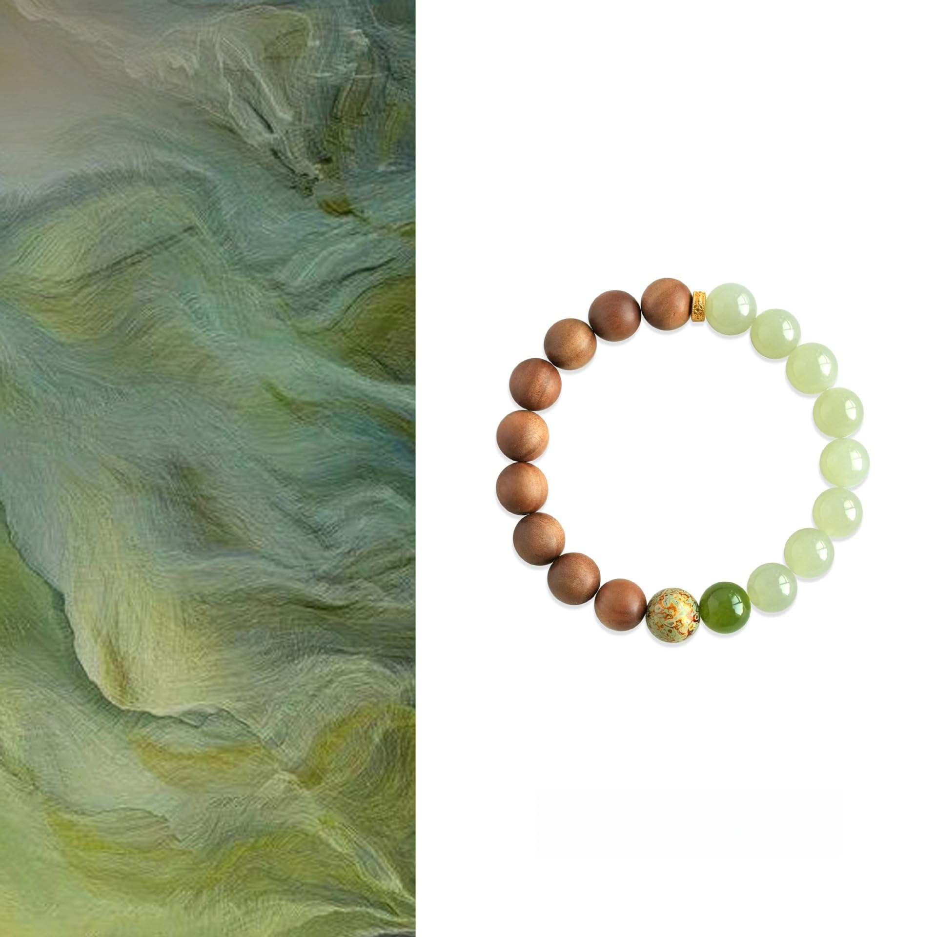 Braccialetto Perle Bracciale In Sandalo E Giada Hetian Di Varie Misure