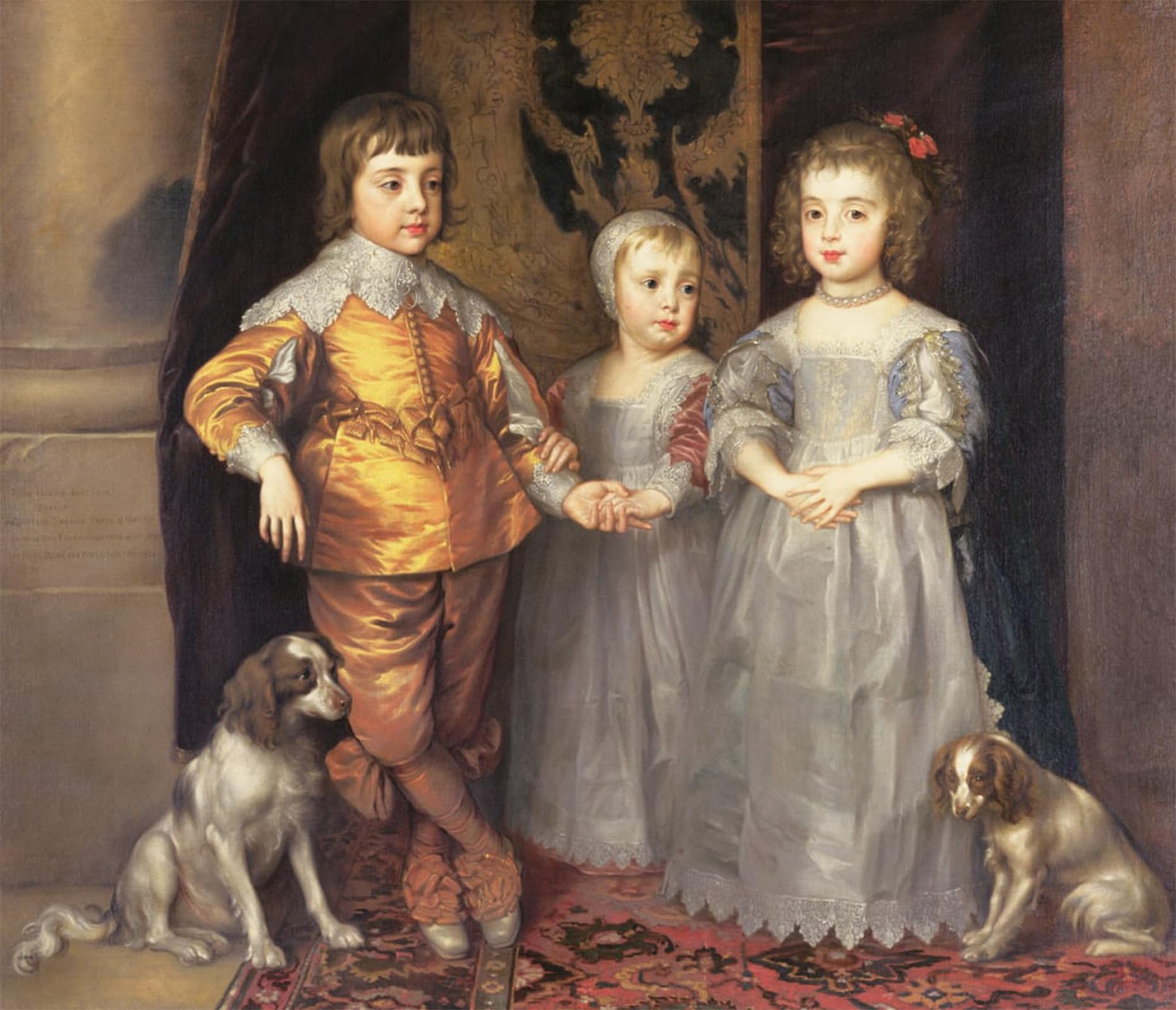 ARTXLXXBN Famous Painting Art Wall Decor Abstract Art Picture the Children of King Charles I and Queen Henrietta Maria by Anthony Van Dyck Animal Pictures for Home Decor 60x90cm