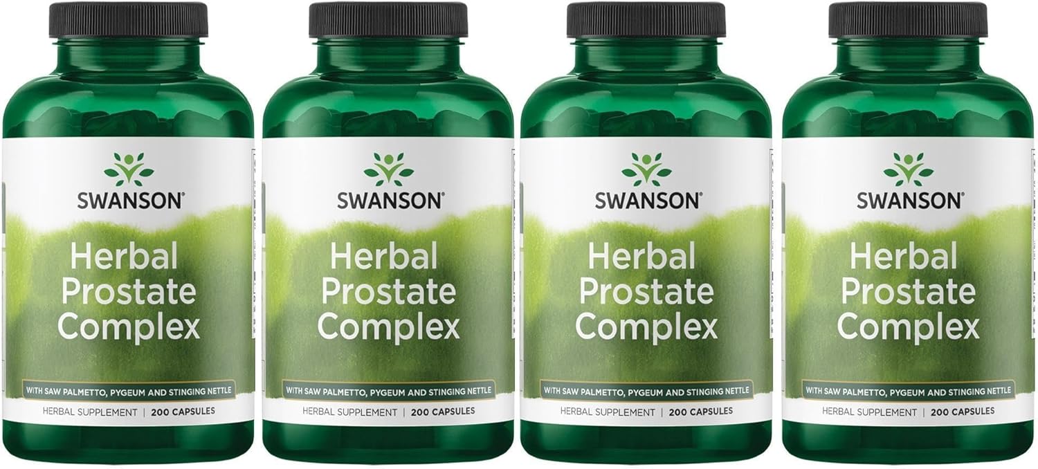 Swanson Herbal Prostate Complex - Men's Supplement - Features Pygeum, Saw Palmetto & Stinging Nettle - (200 Capsules) (4 Pack)