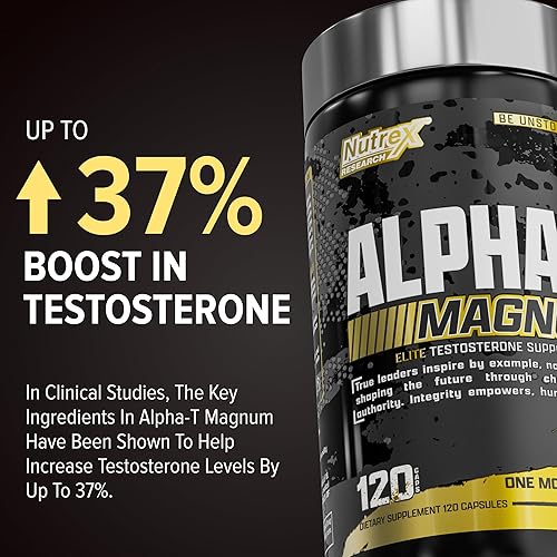 Miniatura 5 de Nutrex Research Soporte de testosterona Alpha-T Magnum para hombres | Suplemento anabólico con Tongkat Ali, Fadogia Agrestis, Shilajit y Ashwagandha