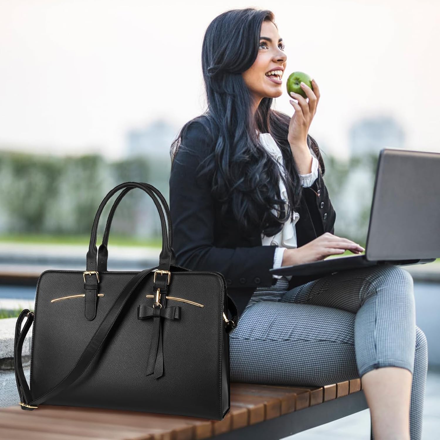 CURMIO Borsa Insegnante – Scomparto Espandibile 6 Tasche, Porta PC 15,6", Nylon Resistente, Grigio