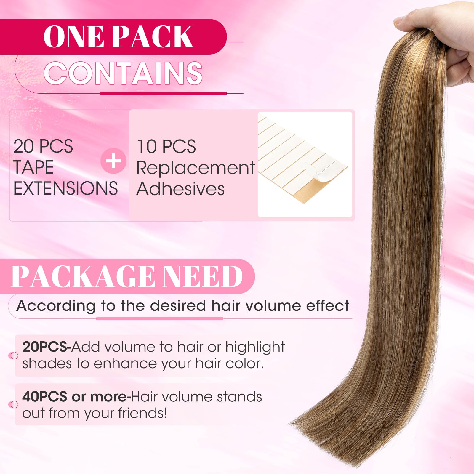 MY-LADY Seamless Invisible Tape Hair Extensions - Image 4