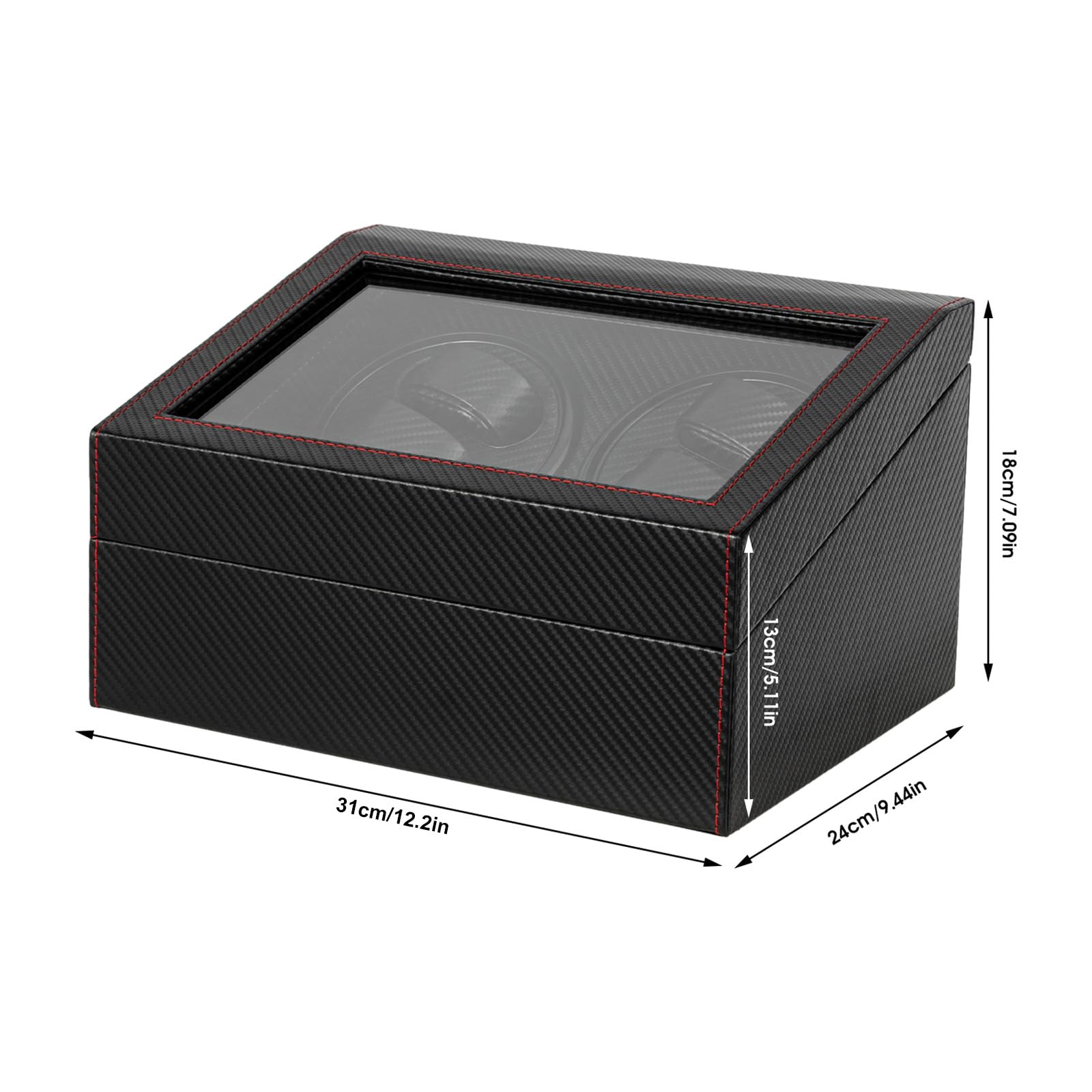 Automatische Uhrenbeweger Box 4+6,luxuriöser Uhrenbeweger,Uhrengehäuse mit leisem Motor, MDF und Karbonfaser-PU-Leder gefertigt mit Netzteil, Lagerung Schmuckschatulle mit Samtfutter Geschenk