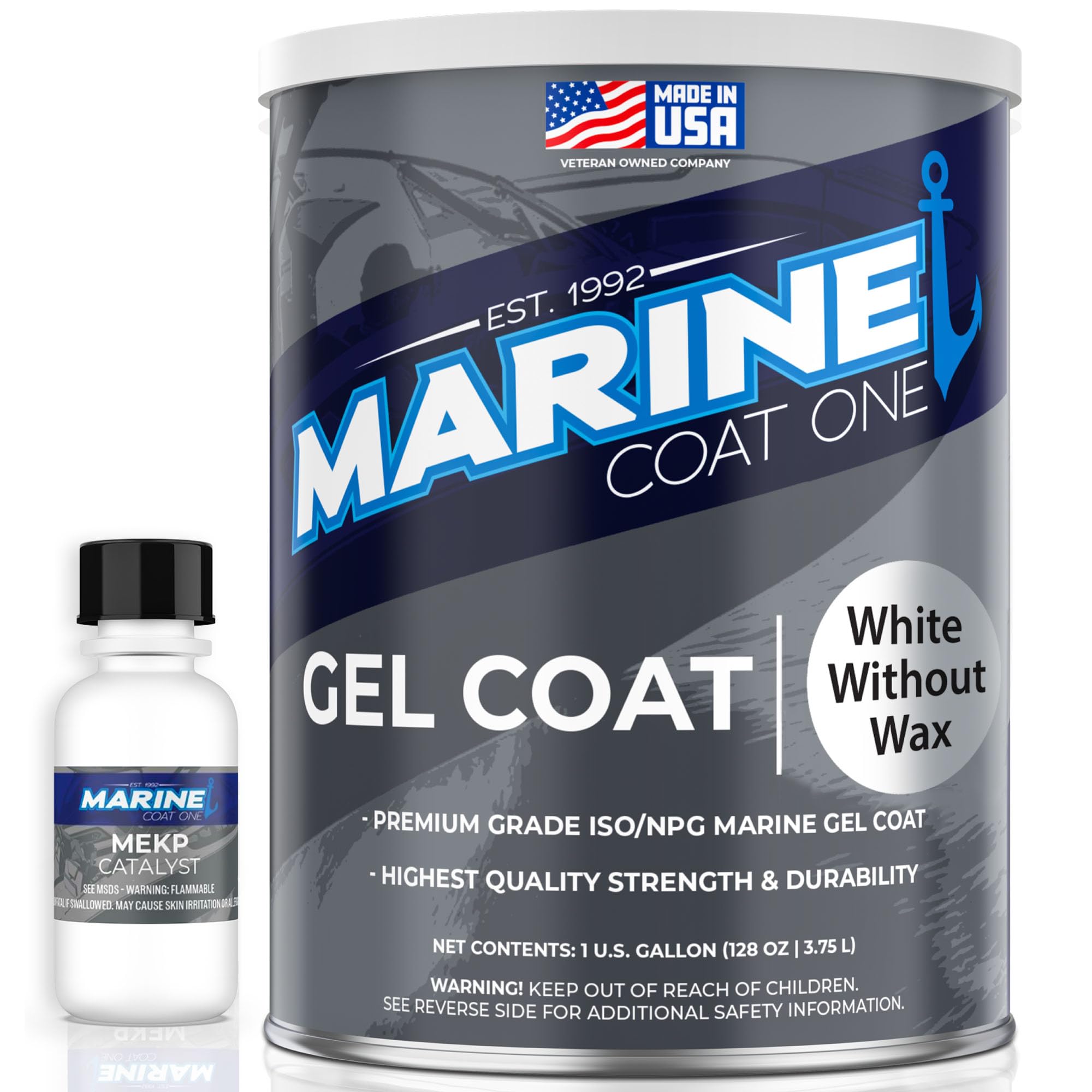 Marine Coat One Gel Coat, White Without Wax with MEKP Catalyst