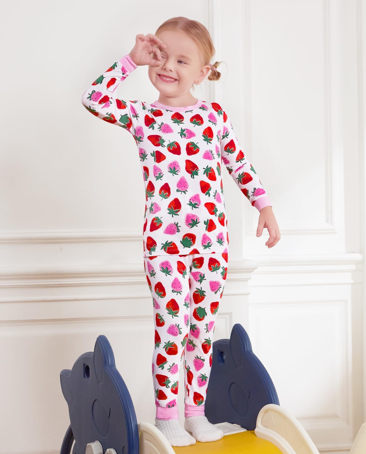 Bamboo Viscose Toddler Girls Kids Pajama Sets 12M-8Y Snug fit Long-Sleeve Softness Sleepwear Pjs 2pcs Jammies - Image 2