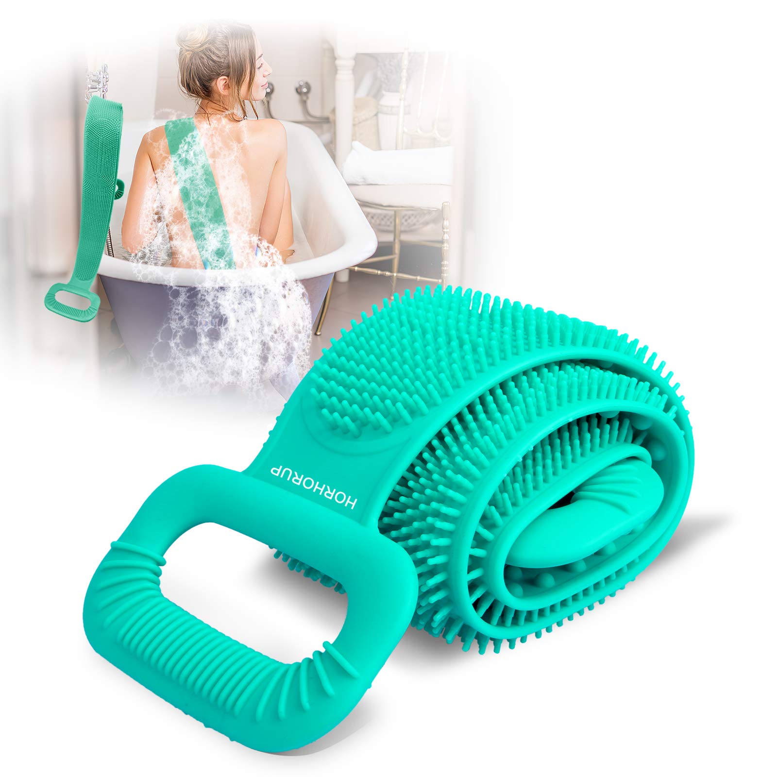 Ivaan ACCESS Double Side Silicone, Deep Clean & Invigorate Skin, Long Handle Body Washer for Men, Women Product Name-image-35