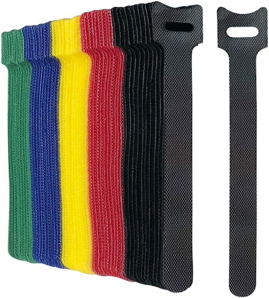 50 Pack 5 Color Reusable Cable Ties Multi Color Releasable Cable Straps Adjustable Hook and Loop Colorful Cable Wire Tidy for PC Cable Management