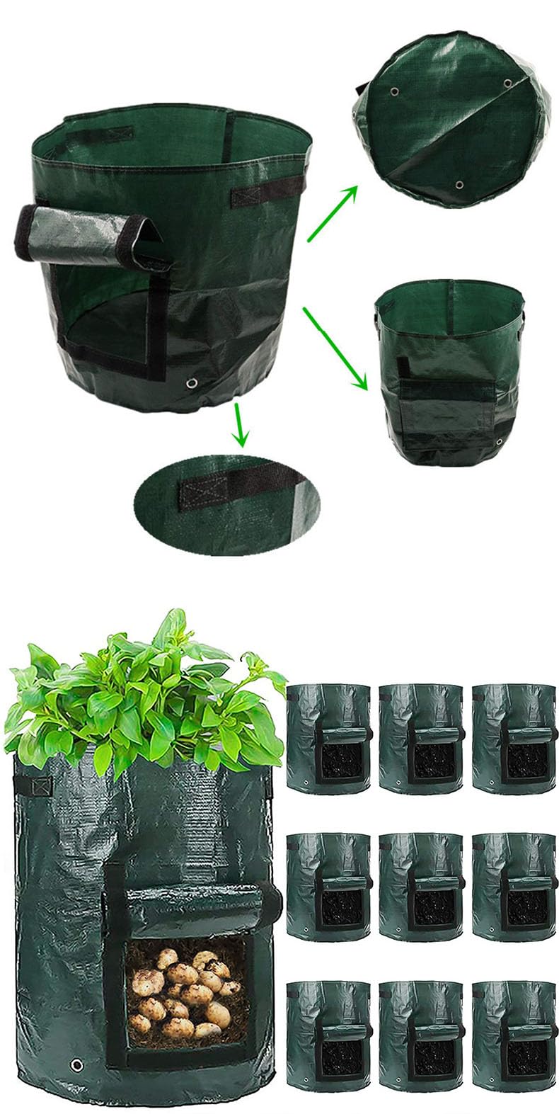 4 Sacchetti Per La Coltivazione Di Patate 10 Galloni Sacchetti Per La Coltivazione Con Patta E Manici Vaso Per Piante Vaso Per Patate Pomodoro E Verdu P9550556