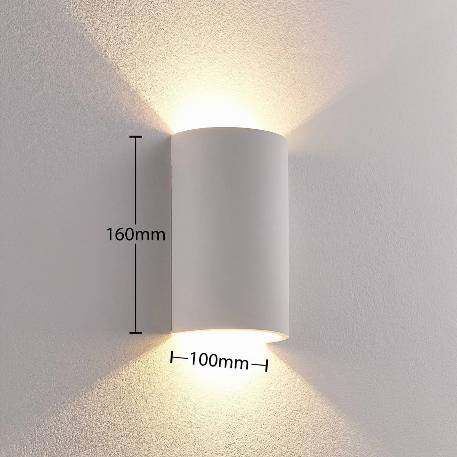 Lindby Bombillas LED aplique de pared interior en blanco, lámpara | iluminación de pared, 2 fuentes de luz, moderno, 3000 k blanco cálido, de yeso, arcilla para sala de estar, salón,