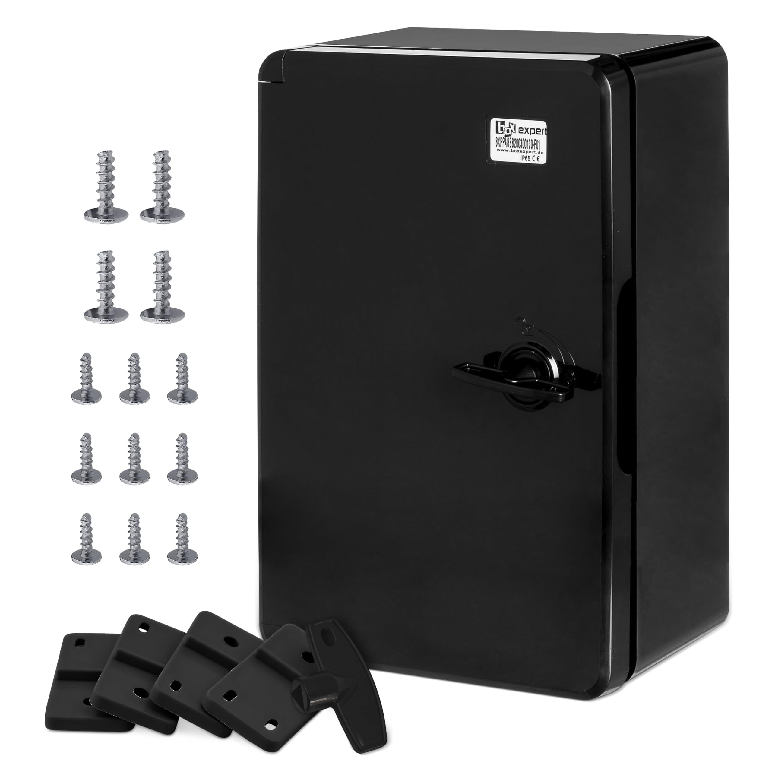 Wandschrankgehäuse Schaltschrank IP65 Industriegehäuse Leergehäuse ABS Kunststoff Leerschrank Montageplatte Verriegelung BOXEXPERT Serie Fleet verschiedene Größen schwarze Tür