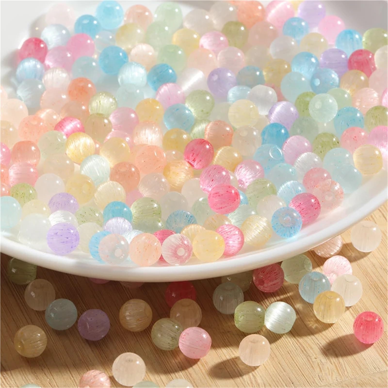 4/6/8mm Katzenauge Glasperlen for Schmuckherstellung, handgemachte DIY-Perlen, lose Perlen, Armband, Halskette, Telefonkette, Zubehör Für Heimwerker(MIX,6MM about 720pcs)