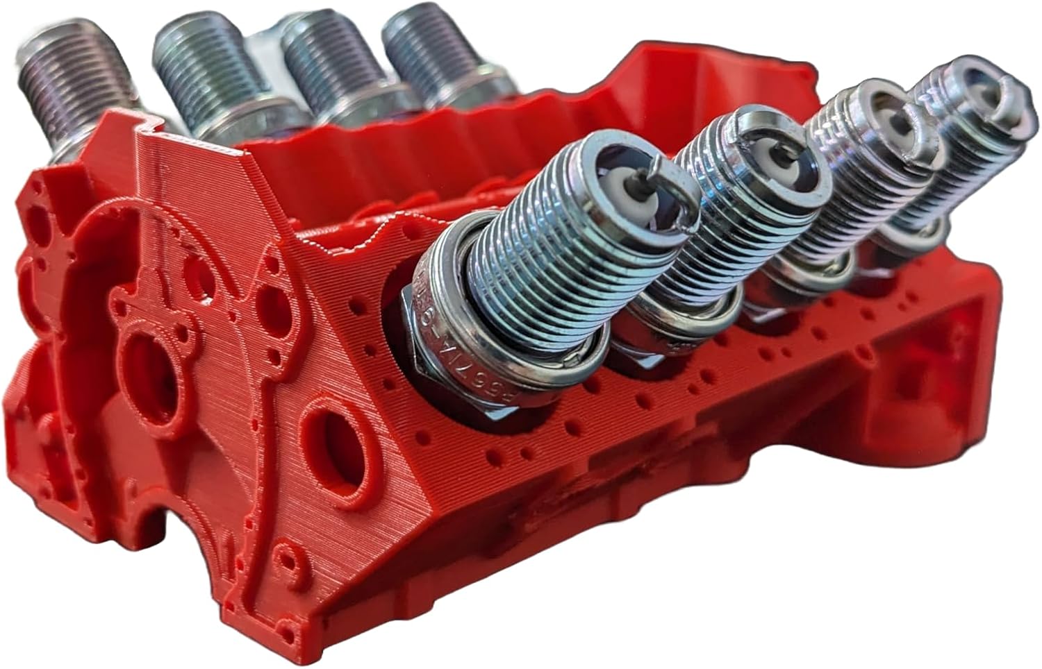 V8 Spark Plug Holder - 3D Printed Spark Plug Caddy, Great Gift for car Enthusiasts, Available in Red, Green, Blue. Makes a Great Gift! (Red)