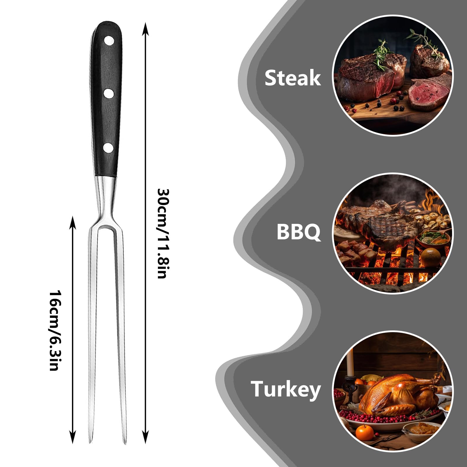 Fourchette à Viande En Acier Inoxydable Avec Poignée - 30 Cm