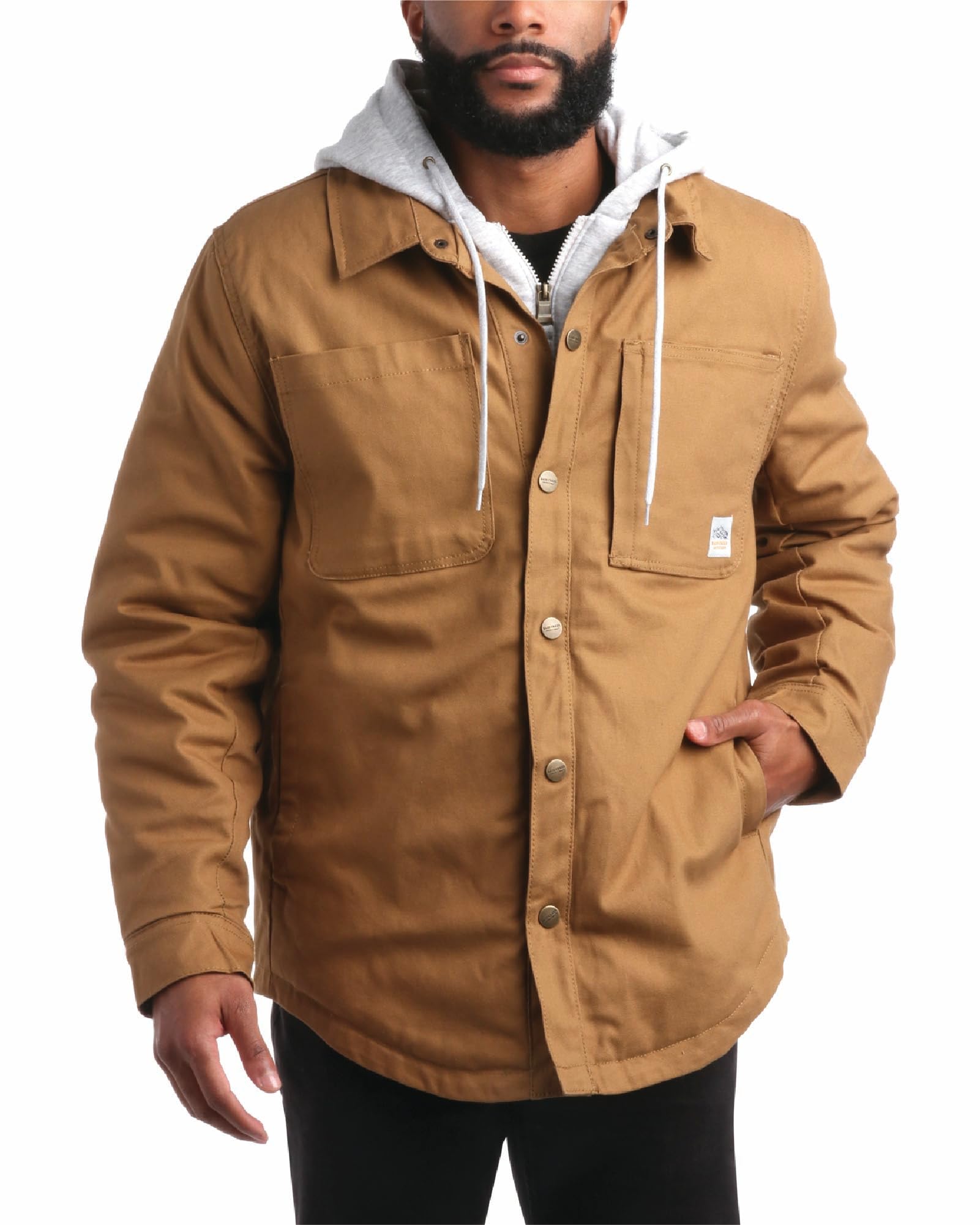 Bass Creek OutfittersMens Canvas Jacket Insulated Workwear Fleece Zip  Front Duck Canvas Mens Jacket with Hood (M-XXL) - Main Image