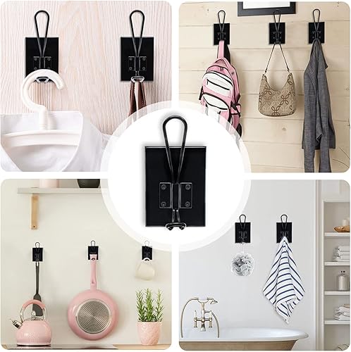 Miniatura 7 de Ganchos para colgar en la pared, paquete de 2 ganchos de pared de madera para colgar, gancho para toallas para baño, dormitorio, entrada, cocina