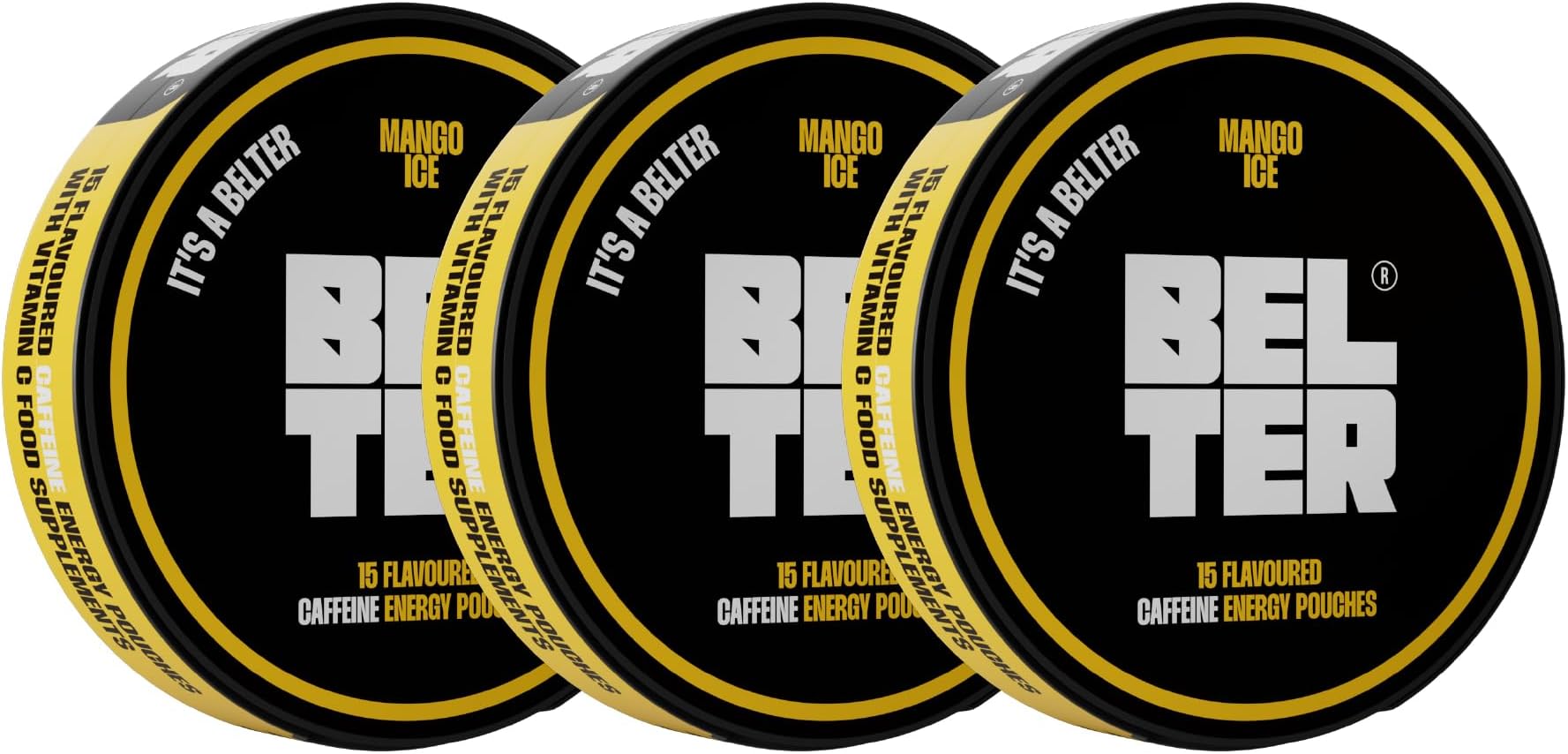 BELTER - Mango Ice - Caffeine Pouches - Bundle Pack - 45 Count - Fast-Acting - Zero-Calorie Energy Boost - 80mg Caffeine Per Pouch - Sports, Gym, Gaming, & Work