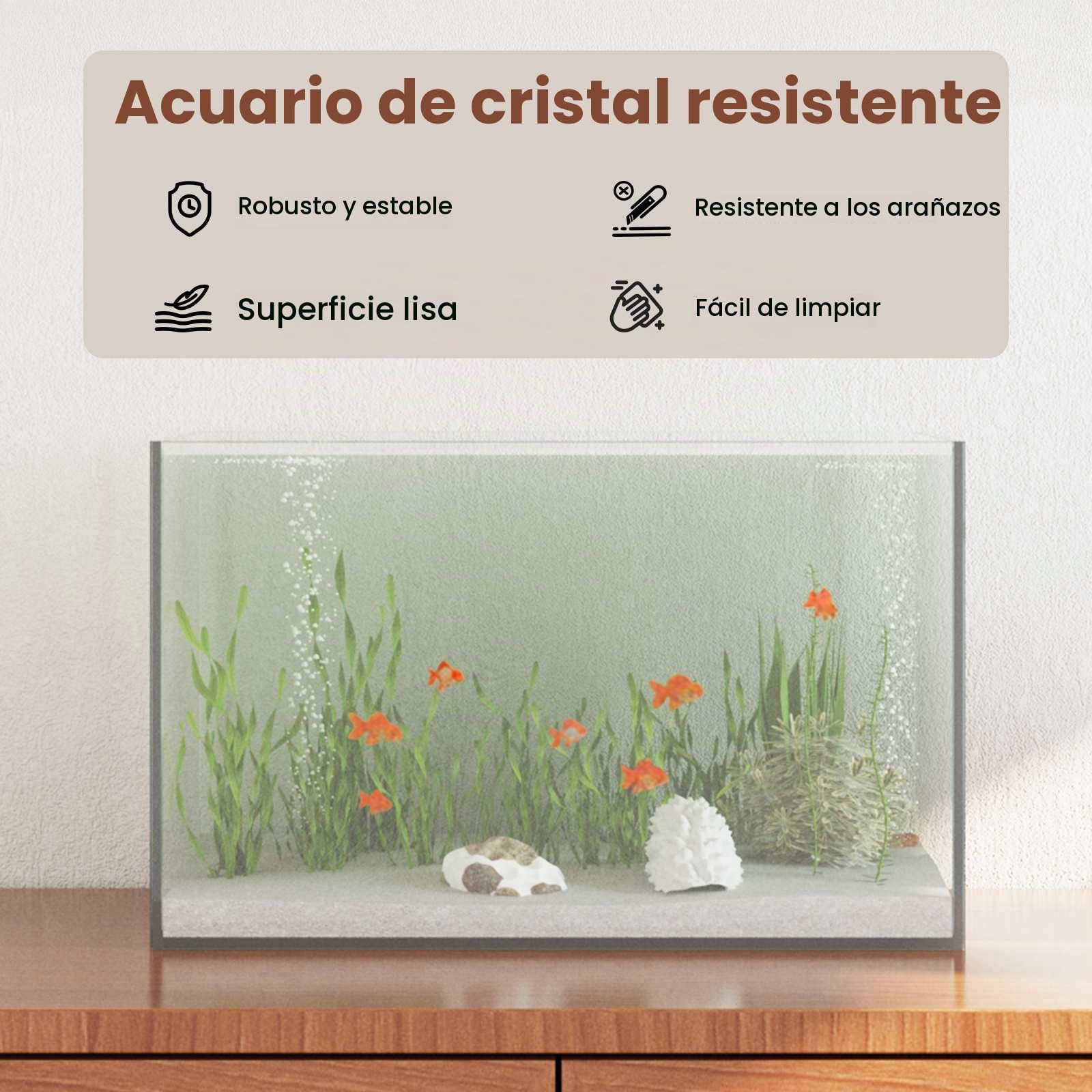 vidaXL Acuario con Almacenamiento Transparente 40 x 25 x 25 cm Cristal, Acuario exhibidor, Tanque de Vidrio Moderno, pecera panorámica, para Interiores y Exteriores