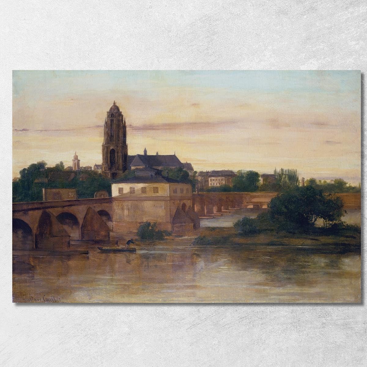 Tableau Fine Art Gustave Courbet Vue de Francfort grand format encadré haute qualité pour salon