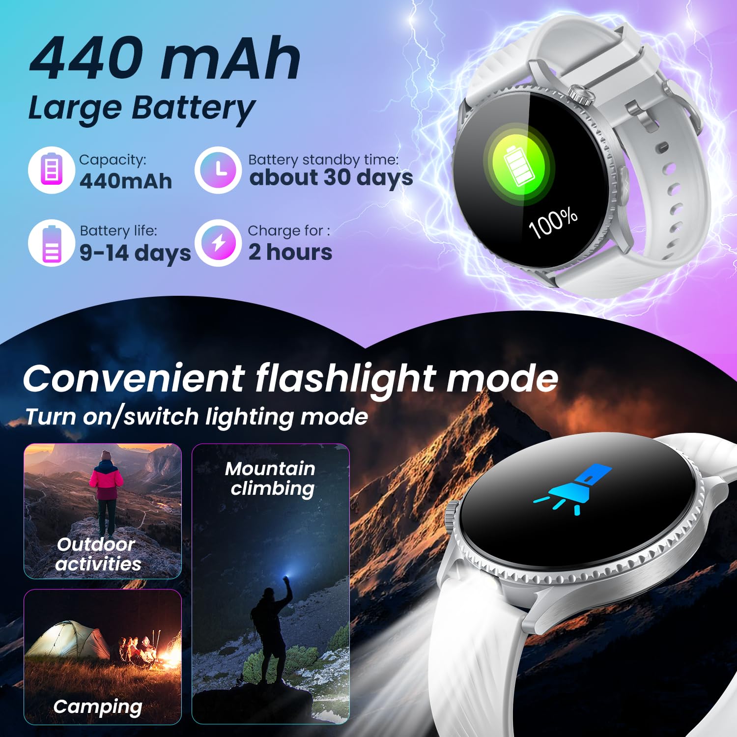 Smartwatch Reloj Inteligente Hombre con Llamadas: 1,56" AMOLED Smart Watch z funkcją ECG, częstotliwość akcji serca, SpO2, ciśnienie krwi, monitorowanie snu, Bluetooth, IP67, latarka, bransoletka