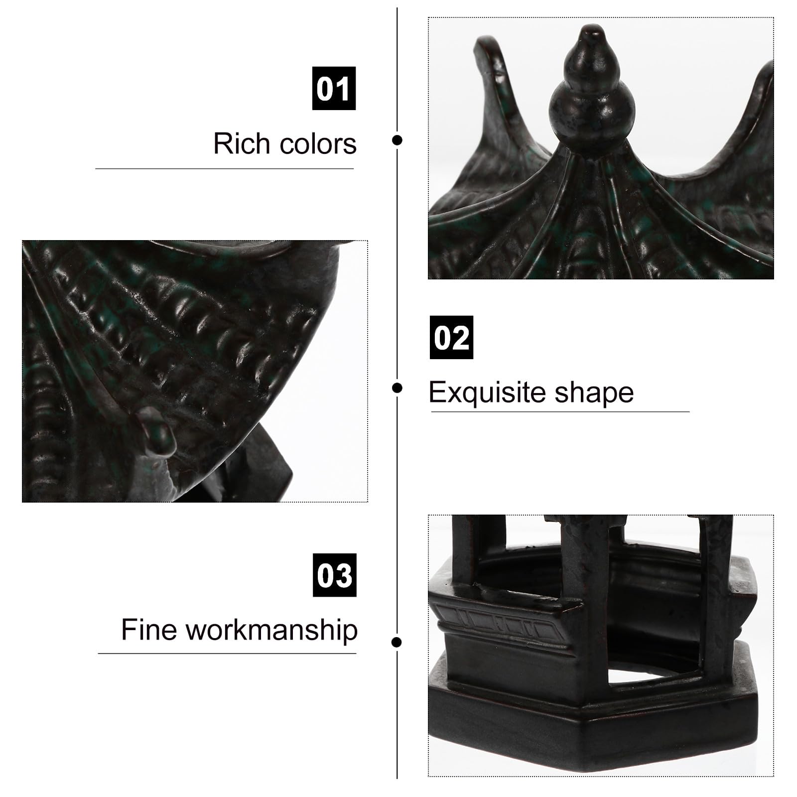 DOITOOL Sechseckige Pavillondekoration aus Keramik mit Lebendigem Design Umweltfreundlich und Leicht zu Reinigen Gartendeko und Geschenk für Gartenliebhaber Zufällige Zufällige Farbe