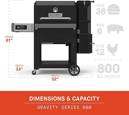 Miniatura 4 de Masterbuilt Gravity Series 800 - Parrilla digital de carbón + cubierta + kit de asador