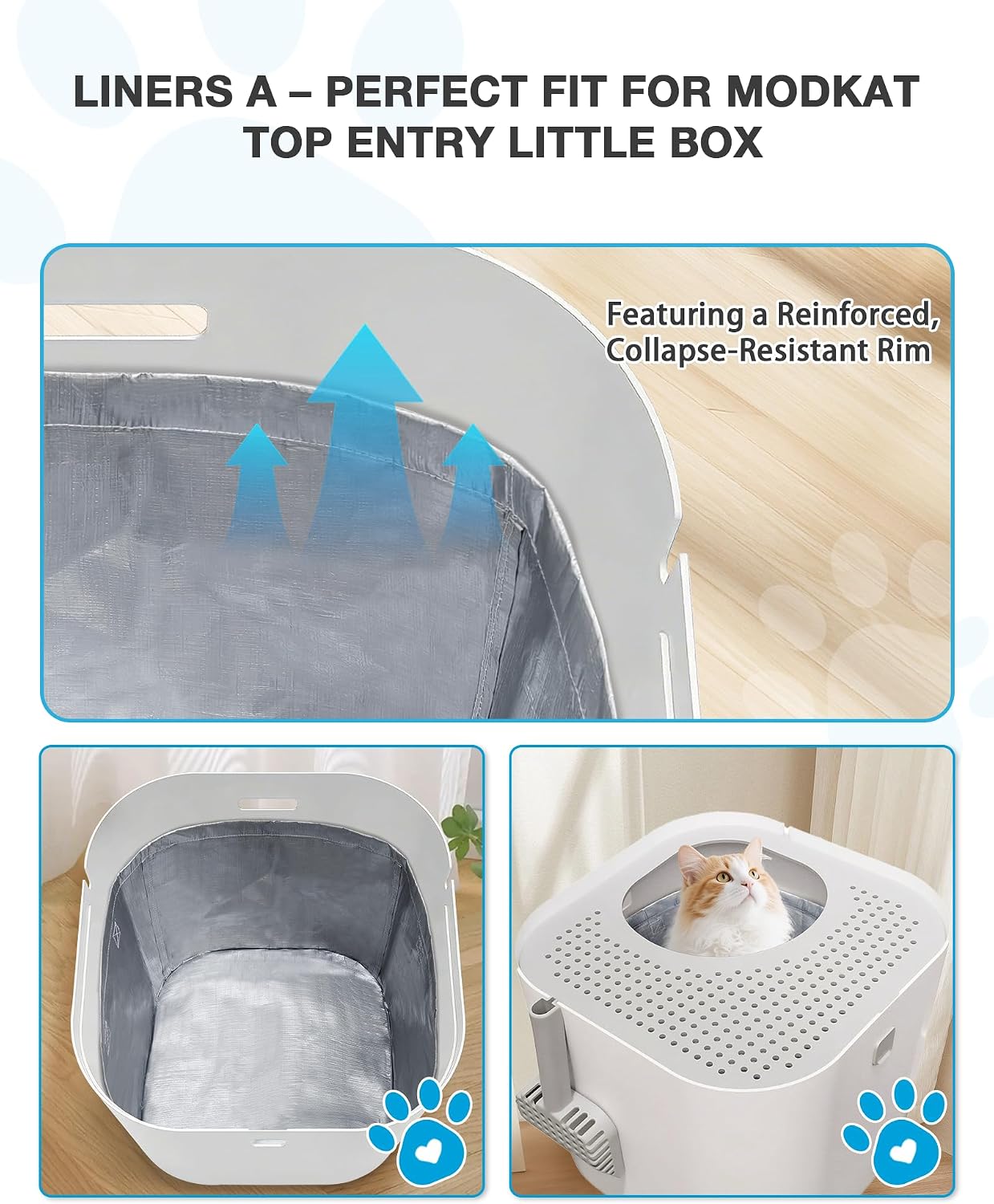 4 Pack Reusable Litter Liners A Compatible with Cat Litter Box liner Type-A, Cat Liners with Heavy-Duty Carrying Handles